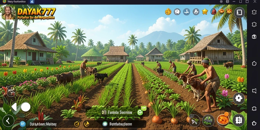 Tampilan gameplay seru dari DAYAK777 saat merawat tanaman.