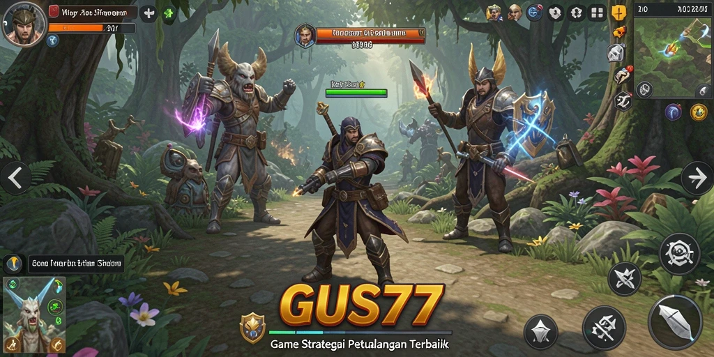 Screenshot gameplay GUS77 menampilkan pertarungan strategis yang menarik.