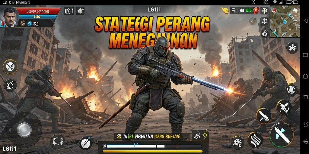 Tangkapan layar gameplay LG111 yang menunjukkan pertempuran strategi yang epik.