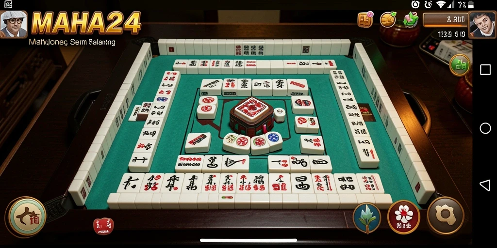 Screenshot menunjukkan gameplay seru dari MAHA24, menampilkan level Mahjong yang menantang.
