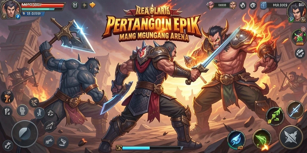 Tampilan gameplay MPO303 yang intens dan mendebarkan dalam arena pertarungan.