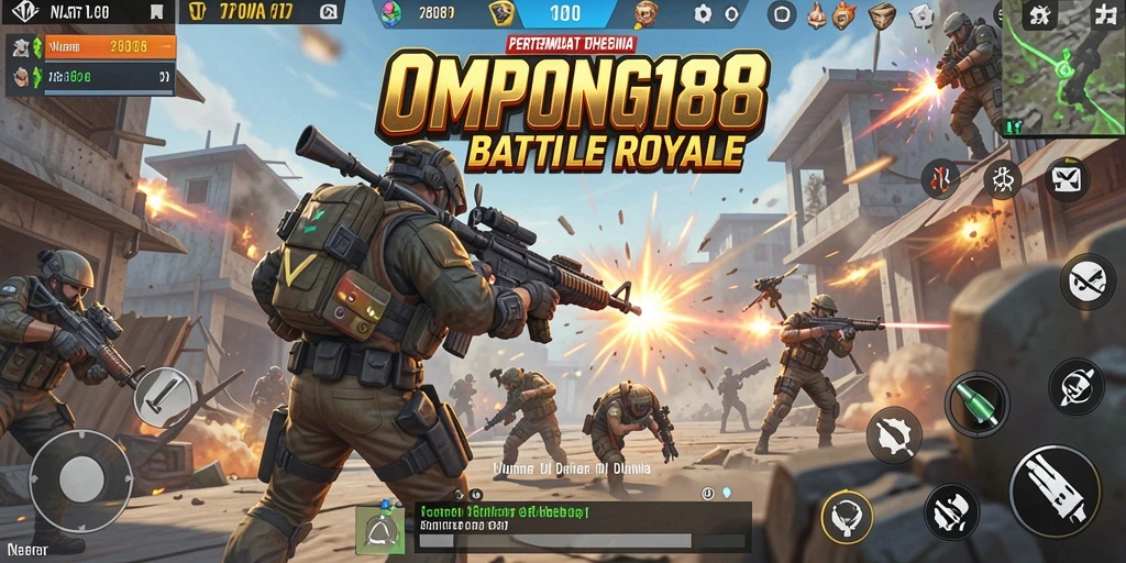 Gameplay OMPONG188 dengan aksi seru dan strategi Battle Royale.
