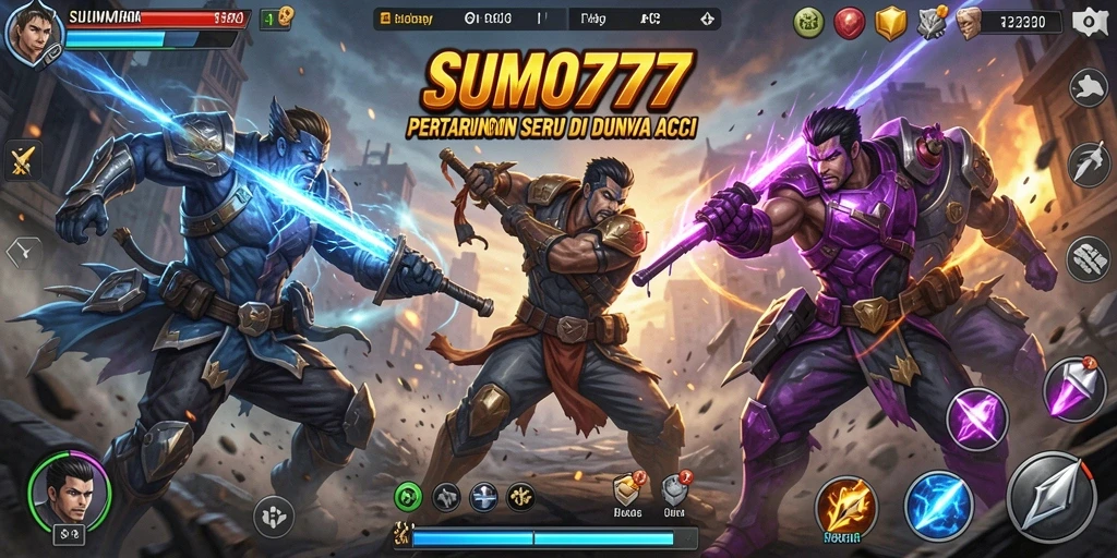 Tampak aksi seru dalam pertarungan antar karakter di SUMO777.